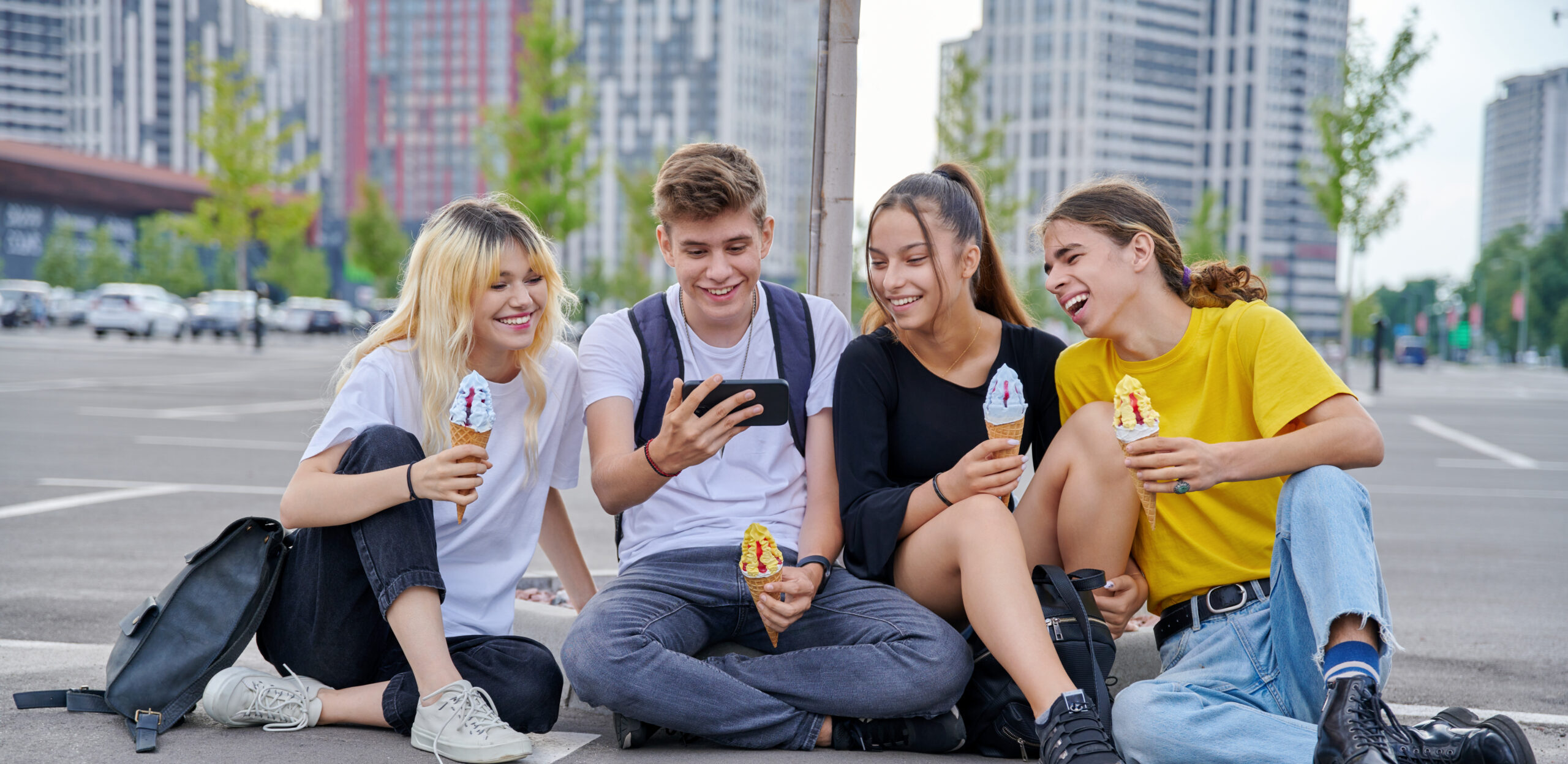 Group of teenagers with ice cream