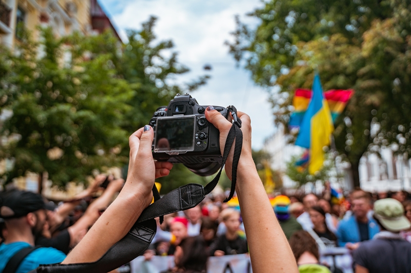 camera in a parade