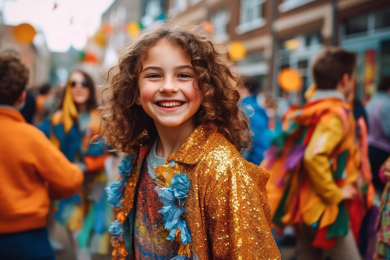 smiling girl in a parade